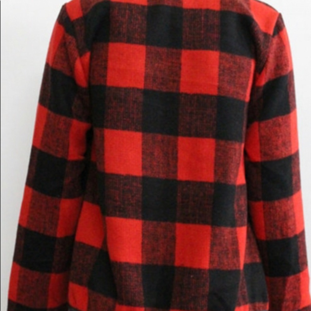 5⭐️RESTOCK ❣️DEBBIE Red black plaid lattice- Coat - Picture 5 of 5